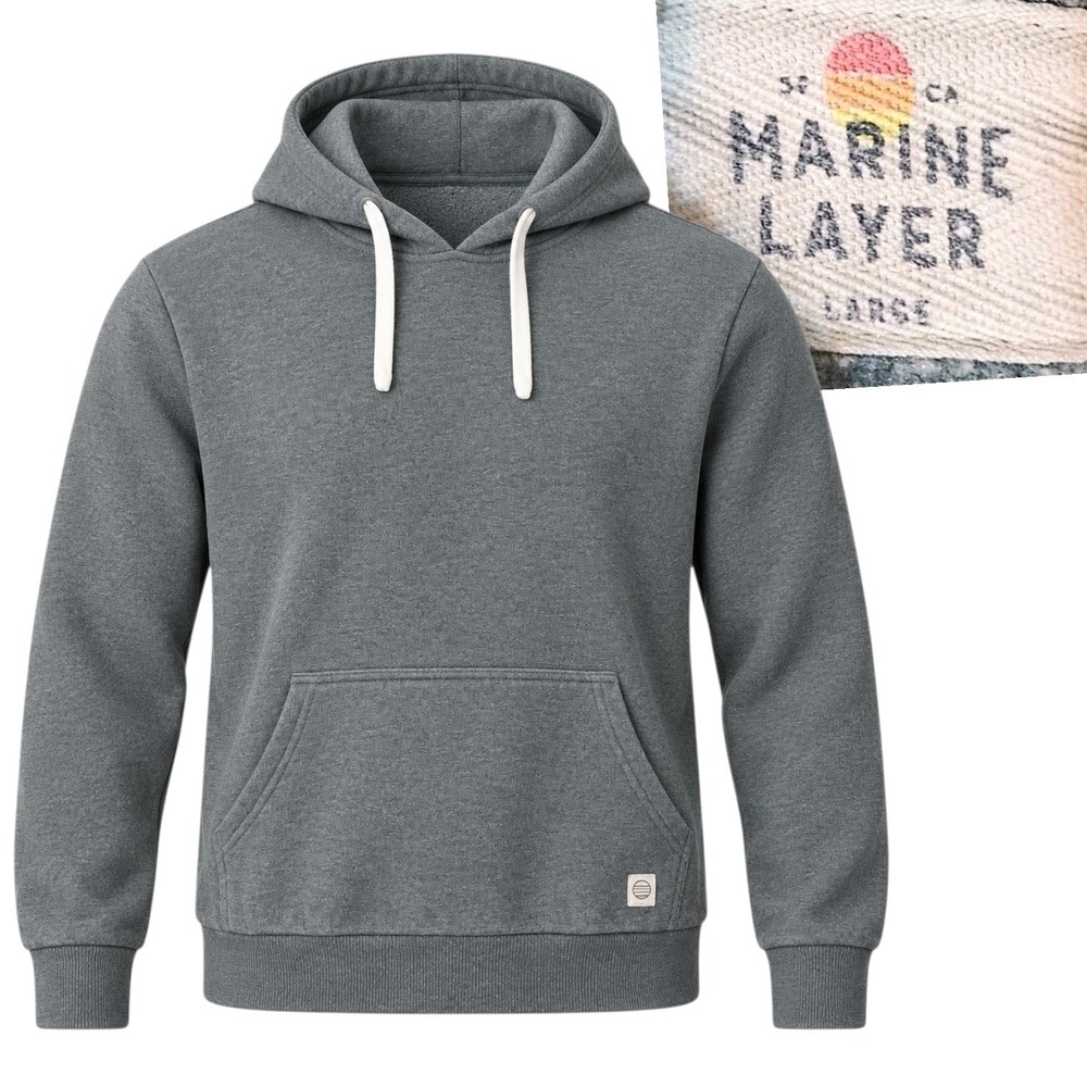 Marine Layer Hoodie Sweater Pull Over Unwind Women's L Green Soft Hiking Casual
